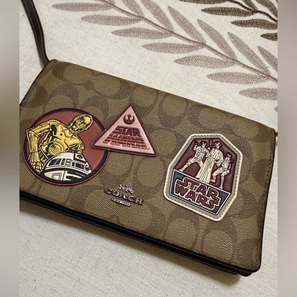 Coach Brown Monogram Crossbody with Multicolor Star Wars Patches - Picture 2 of 5